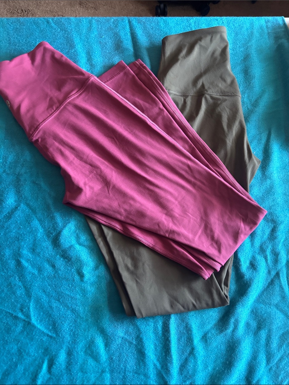lululemon athletica Magenta and Olive High-Rise Leggings